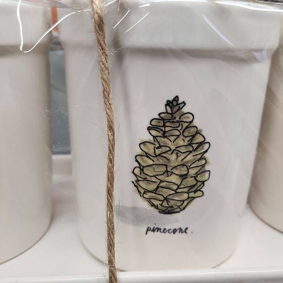 Rae Dunn Set of 3 Fall Utensil Holder Leaf Pinecone Acorn with Platter - Picture 6 of 7